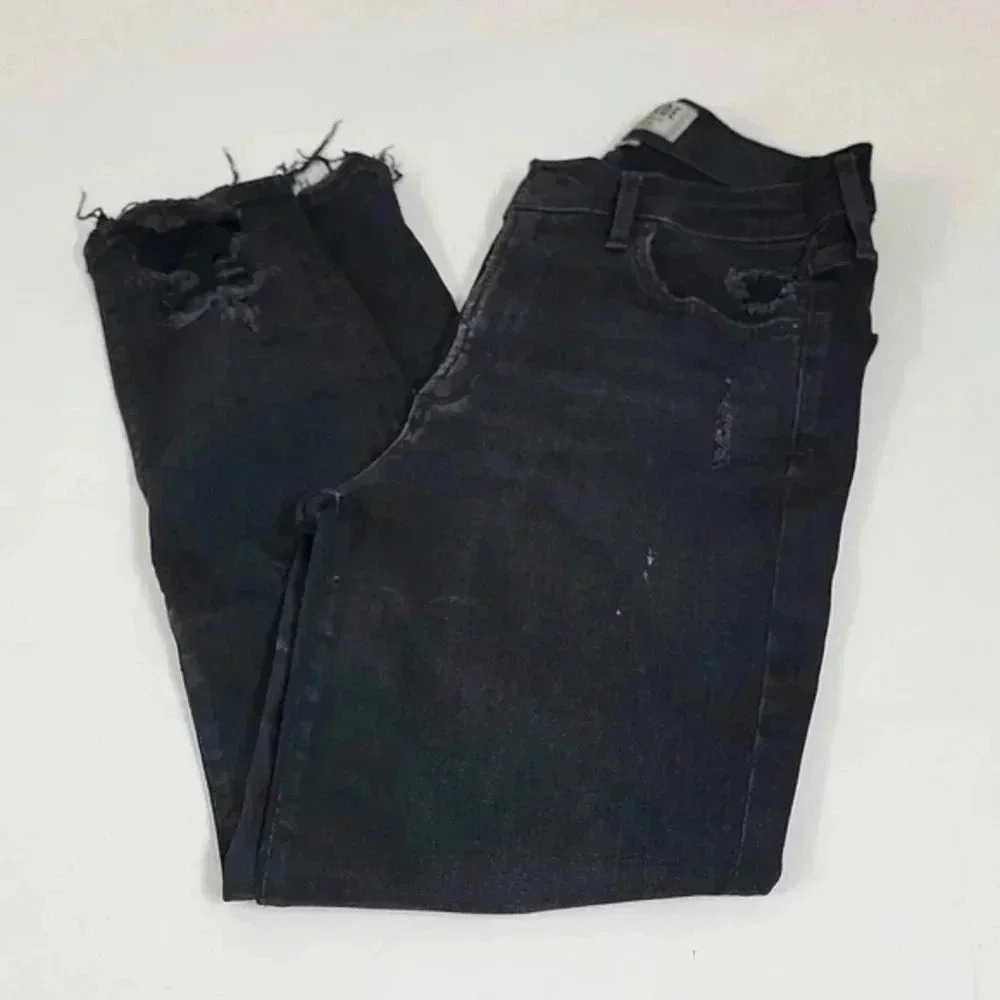 Agolde Sophie High Rise Skinny Crop Temple Washed Black Distressed Jeans REVOLVE - Picture 2 of 16
